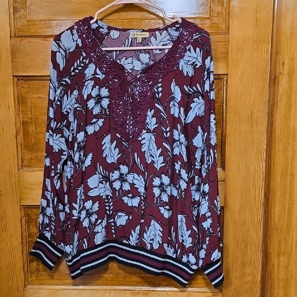 Democracy Red Blouse Long Sleeve M